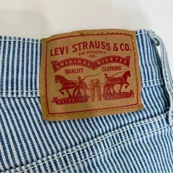 Levi’s mile high super skinny seersucker blue white striped jeans high rise 29 - Picture 3 of 4